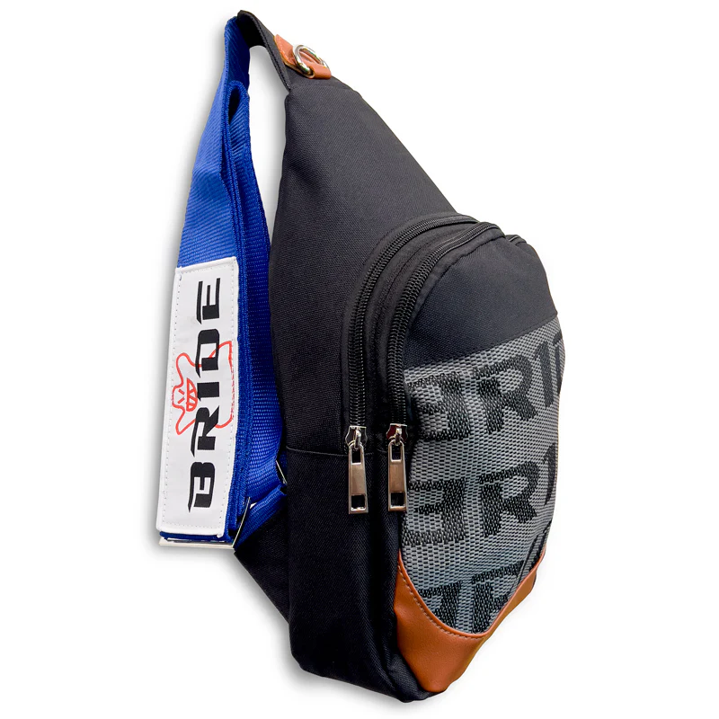 NEW BRIDE RACING BACKPACK BLACK GRADATION CROSSBODY SHOULDER BAG W/ BLUE STRAPS - Image 5