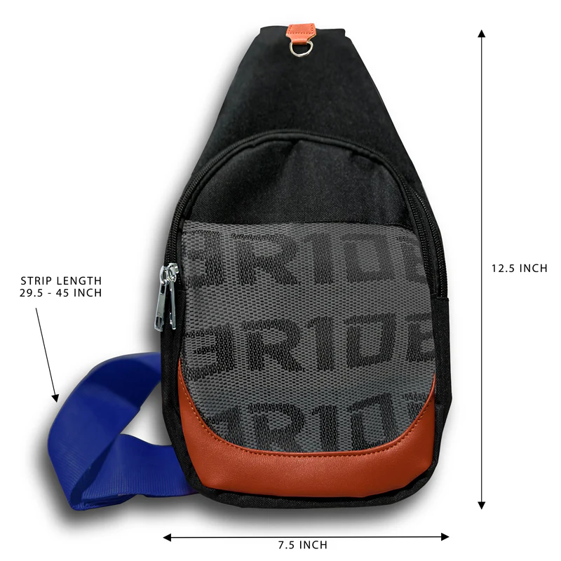 NEW BRIDE RACING BACKPACK BLACK GRADATION CROSSBODY SHOULDER BAG W/ BLUE STRAPS - Image 7