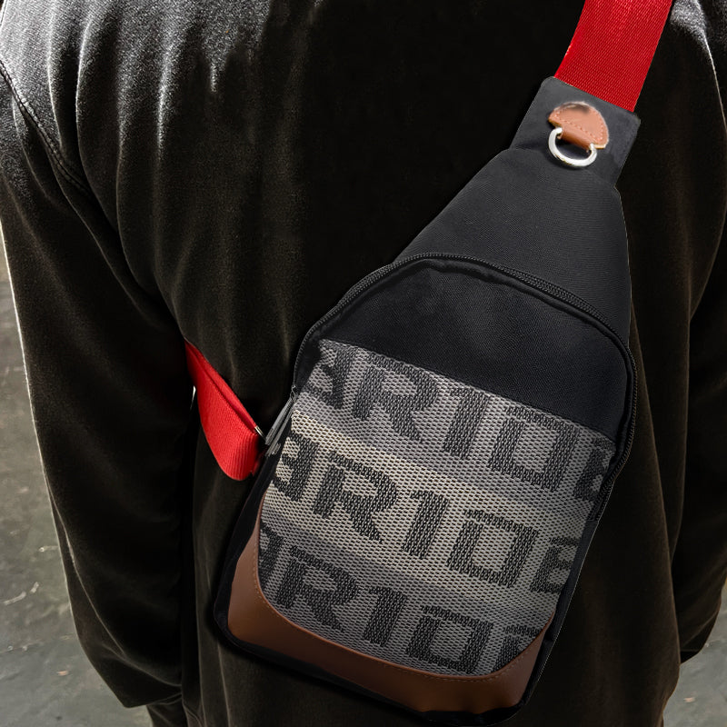 NEW BRIDE RACING BACKPACK BLACK GRADATION CROSSBODY SHOULDER BAG W/ RED STRAPS - Image 2