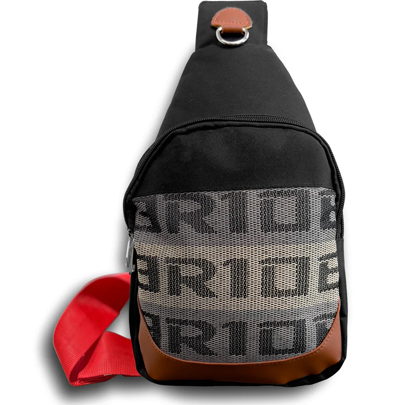 NEW BRIDE RACING BACKPACK BLACK GRADATION CROSSBODY SHOULDER BAG W/ RED STRAPS - Image 8