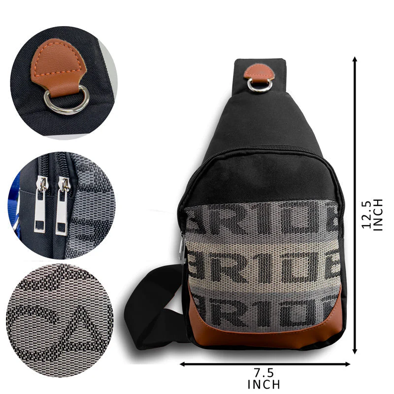 NEW BRIDE RACING BACKPACK BLACK STRAPS GRADATION CROSSBODY SHOULDER BAG W/ Blue KEYTAG - Image 7