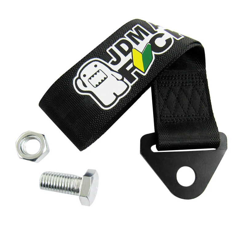 JDM AS FCK Black Racing Tow Strap for Front / Rear Bumper - Image 3