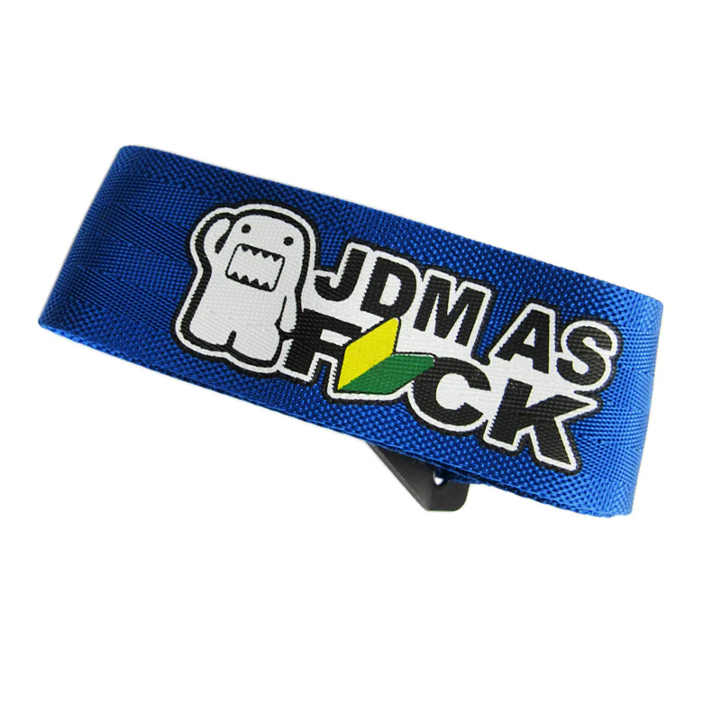 JDM AS FCK Blue Racing Tow Strap for Front / Rear Bumper - Image 2