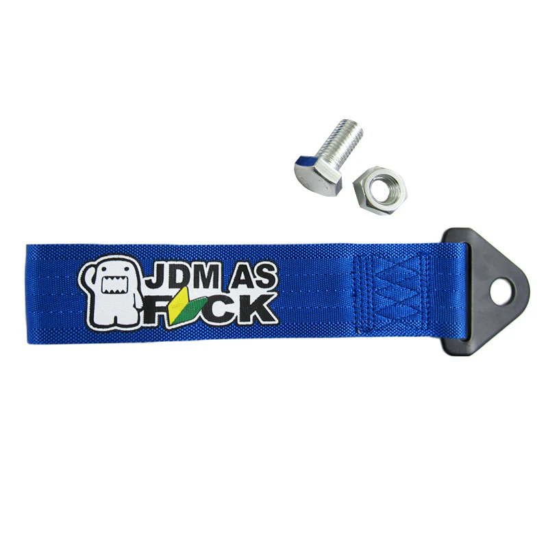 JDM AS FCK Blue Racing Tow Strap for Front / Rear Bumper - Image 3