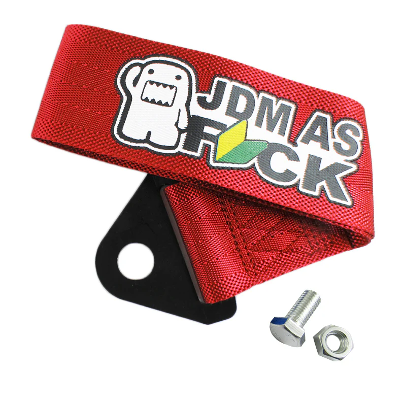 JDM AS FCK Red Racing Tow Strap for Front / Rear Bumper - Image 2