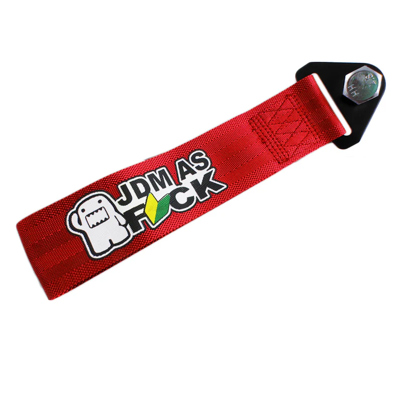 JDM AS FCK Red Racing Tow Strap for Front / Rear Bumper - Image 3