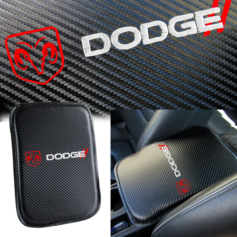 NEW DODGE RAM Set Black 15" Diameter Car Auto Steering Wheel Cover Quality Leather with Center Console Armrest Cushion Mat Pad Cover - Image 4