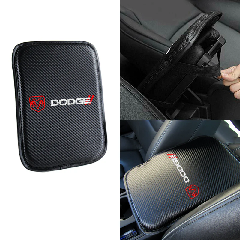 NEW DODGE RAM Set Black 15" Diameter Car Auto Steering Wheel Cover Quality Leather with Center Console Armrest Cushion Mat Pad Cover - Image 8