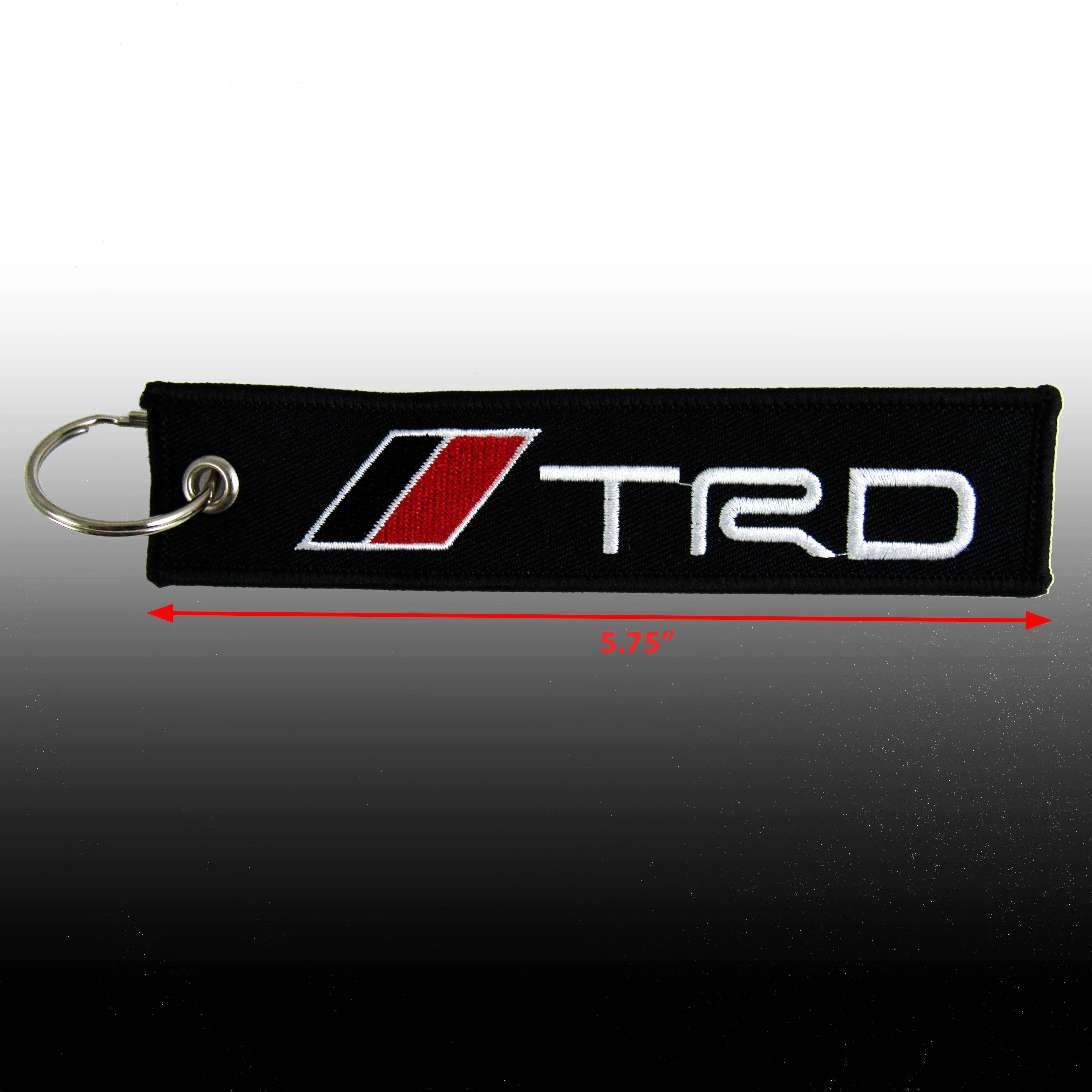 New For EMBROIDERED DOUBLE SIDE JDM TRD Black KEYCHAIN CELL HOLDERS KEYRING X2 - Image 2