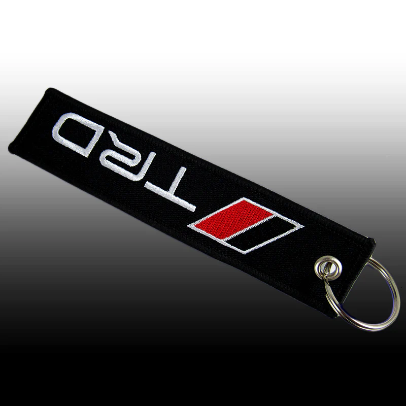 New For EMBROIDERED DOUBLE SIDE JDM TRD Black KEYCHAIN CELL HOLDERS KEYRING X2 - Image 3