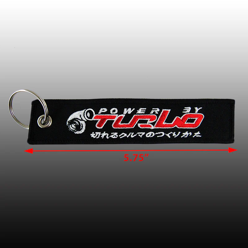 New For EMBROIDERED DOUBLE SIDE JDM TURBO Black KEYCHAIN CELL HOLDERS KEYRING X2 - Image 3