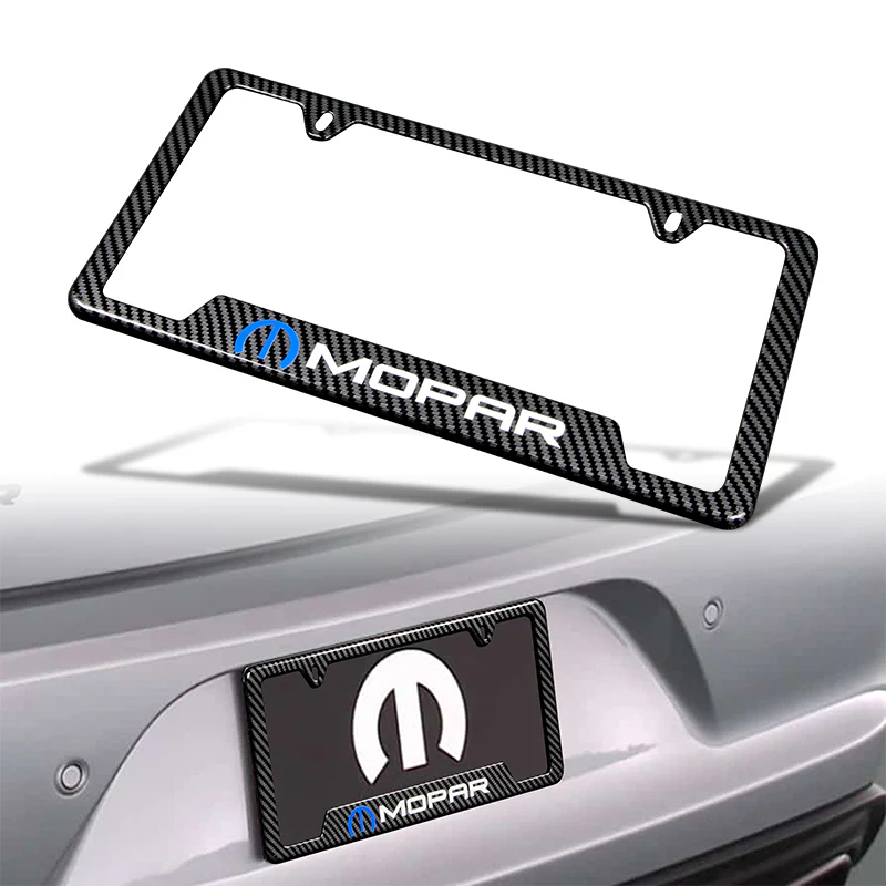 New For MOPAR Carbon Fiber Look License Plate Frame ABS X2 - Image 2
