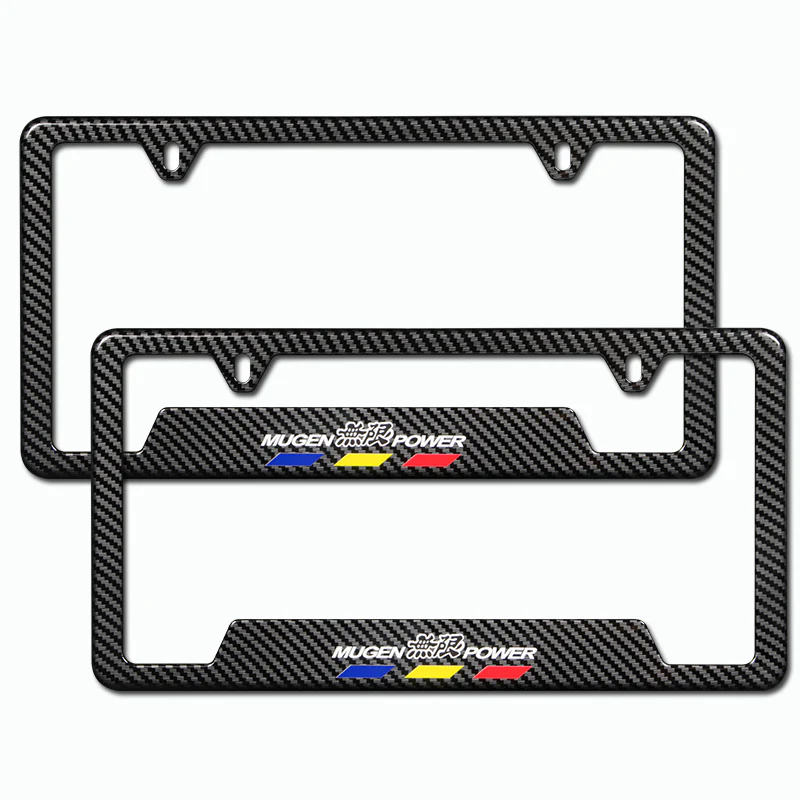 New For MUGEN POWER HONDA Carbon Fiber Look License Plate Frame ABS X2 - Image 2