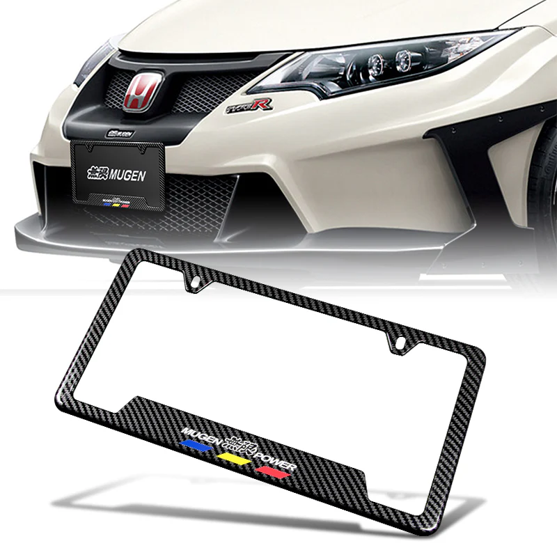 New For MUGEN POWER HONDA Carbon Fiber Look License Plate Frame ABS X2 - Image 3