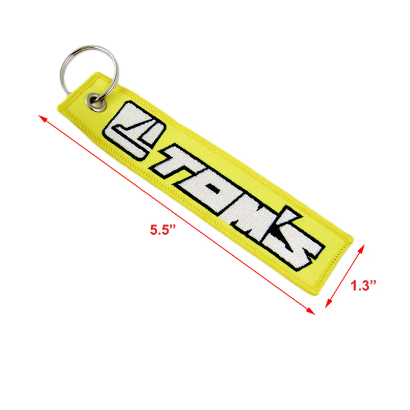 New For TOMS DOUBLE SIDED EMBROIDERED KEY TAG KEYCHAIN BIKE RACING KEY RING X2 - Image 2