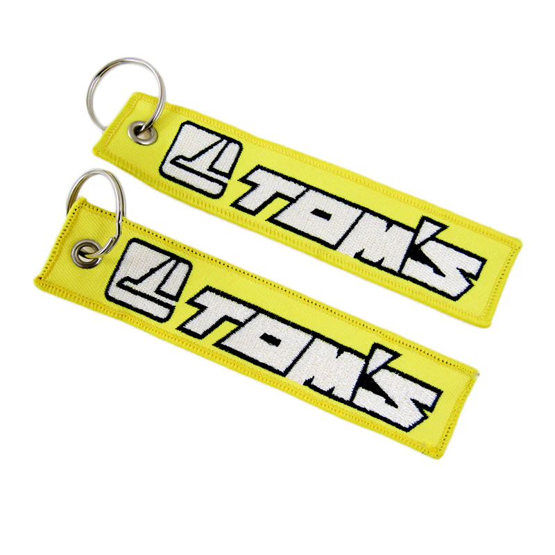 New For TOMS DOUBLE SIDED EMBROIDERED KEY TAG KEYCHAIN BIKE RACING KEY RING X2 - Image 3