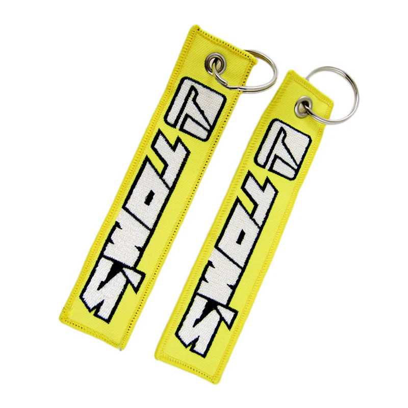 New For TOMS DOUBLE SIDED EMBROIDERED KEY TAG KEYCHAIN BIKE RACING KEY RING X2 - Image 4