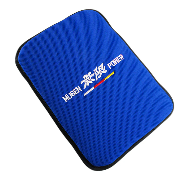 New JDM MUGEN POWER Fabric Car Center Armrest Cushion Pad + Seat Belt Cover Set - Image 6