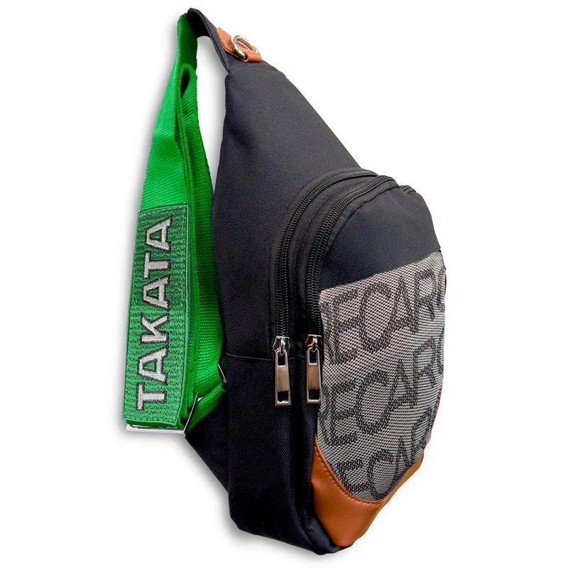 NEW JDM RECARO GRADATION CROSSBODY SHOULDER BAG W/ GREEN TAKATA STRAPS BACKPACK - Image 7