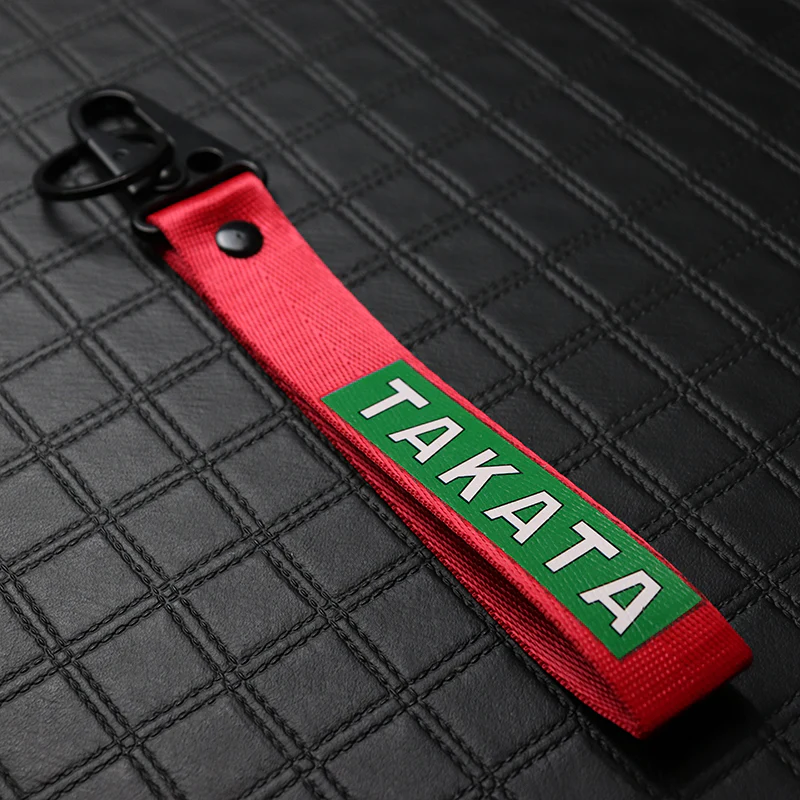 NEW JDM RECARO SET GRADATION BACKPACK CROSSBODY SHOULDER BAG W/ GREEN TAKATA STRAPS RED KEYCHAIN - Image 5