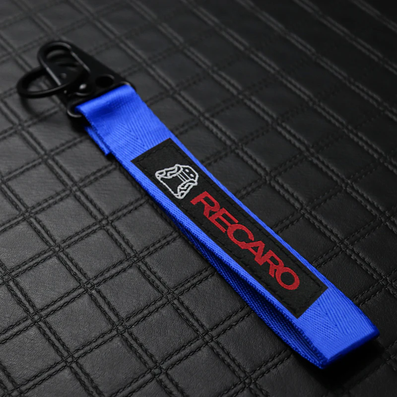 NEW JDM RECARO SET GRADATION BLACK TAKATA STRAPS BACKPACK CROSSBODY SHOULDER BAG W/ BLUE KEYTAG - Image 5