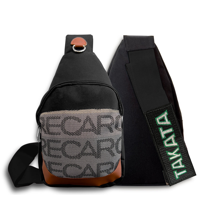 NEW JDM RECARO SET GRADATION BLACK TAKATA STRAPS BACKPACK CROSSBODY SHOULDER BAG W/ KEYTAG - Image 2