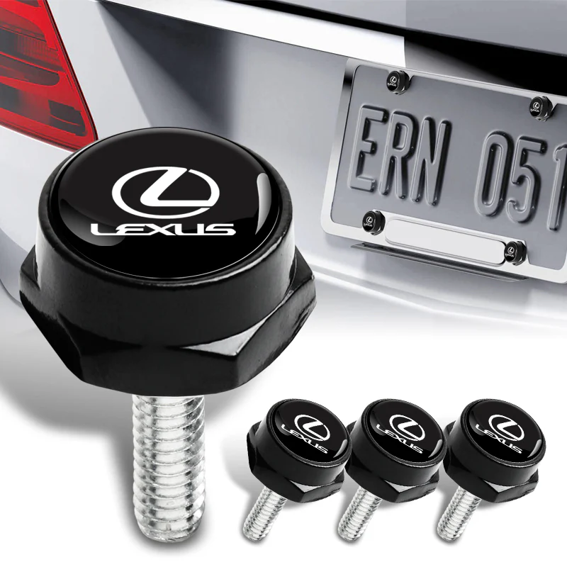 New LEXUS 2 pcs Carbon Fiber Look High Quality ABS License Plate Frames with Caps Bolt Screw Set - Image 3