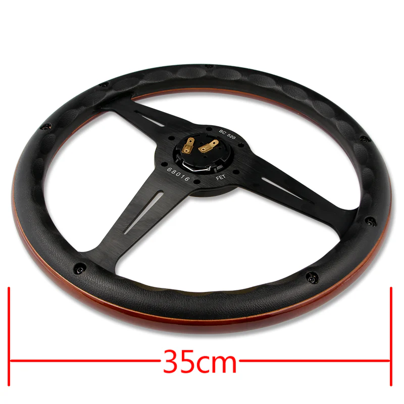 NEW NARDI CLASSIC 350MM STEERING WHEEL MAHOGANY WOOD with BLACK SPOKE I Style - Image 2