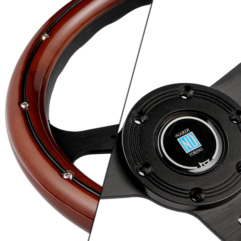 NEW NARDI CLASSIC 350MM STEERING WHEEL MAHOGANY WOOD with BLACK SPOKE I Style - Image 6
