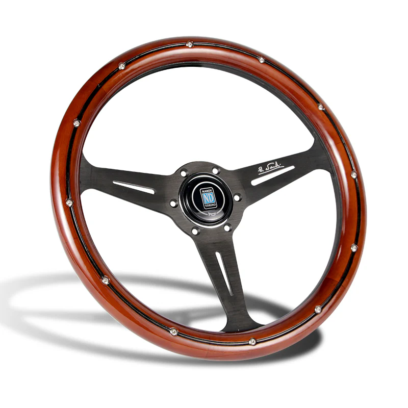 NEW NARDI CLASSIC 350MM STEERING WHEEL MAHOGANY WOOD with BLACK SPOKE J Style - Image 4
