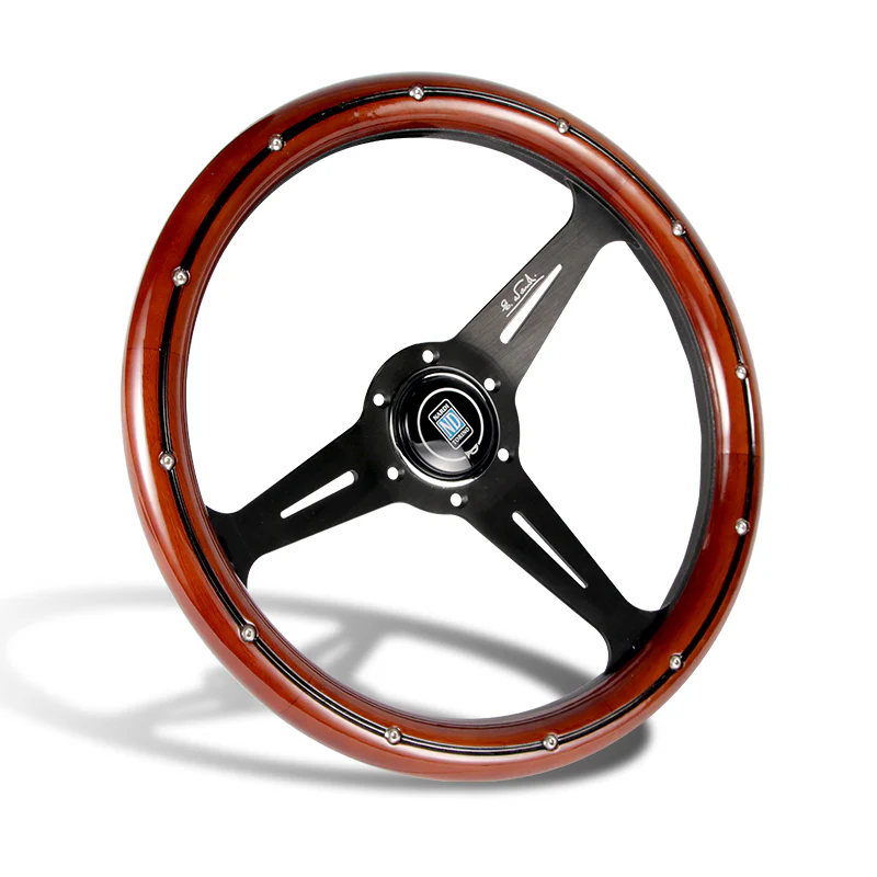 NEW NARDI CLASSIC 350MM STEERING WHEEL MAHOGANY WOOD with BLACK SPOKE J Style - Image 6