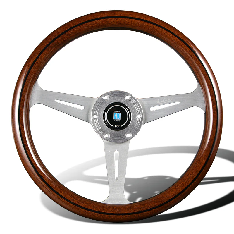 NEW NARDI CLASSIC 350MM STEERING WHEEL MAHOGANY WOOD with POLISHED SPOKE K Style - Image 4