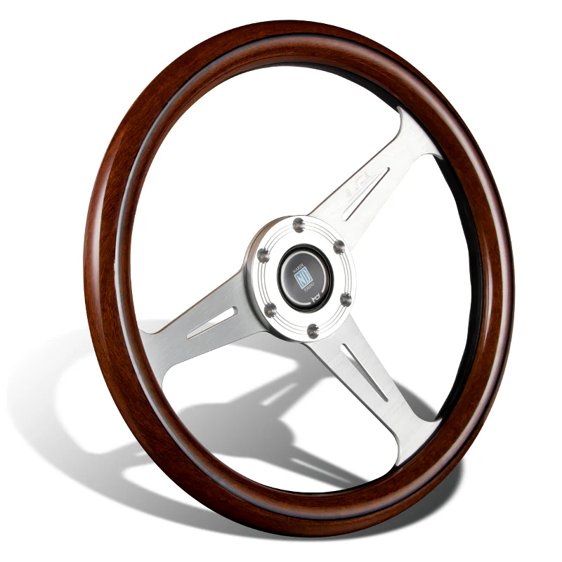 NEW NARDI CLASSIC 350MM STEERING WHEEL MAHOGANY WOOD with POLISHED SPOKE K Style - Image 6