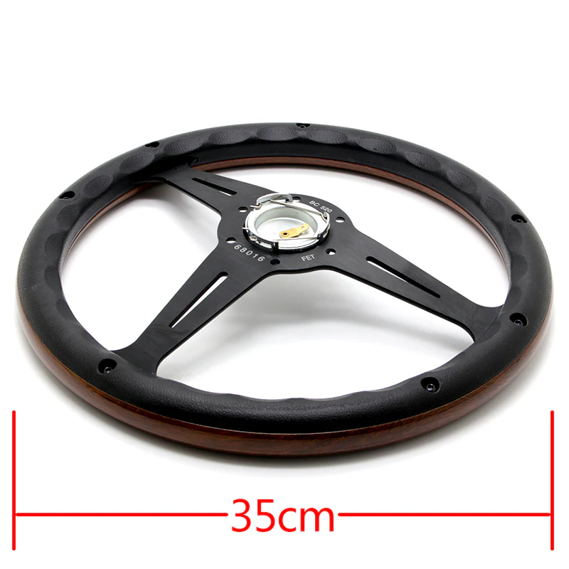 NEW NARDI CLASSIC 350MM STEERING WHEEL MAHOGANY WOOD with BLACK SPOKE N Style - Image 2