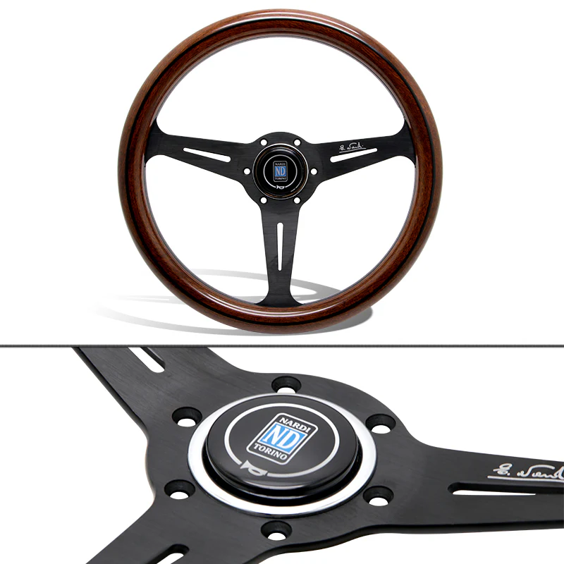 NEW NARDI CLASSIC 350MM STEERING WHEEL MAHOGANY WOOD with BLACK SPOKE N Style - Image 4