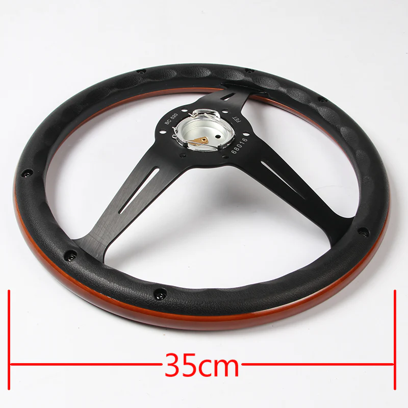 NEW NARDI CLASSIC 350MM STEERING WHEEL MAHOGANY WOOD with BLACK SPOKE R Style - Image 2