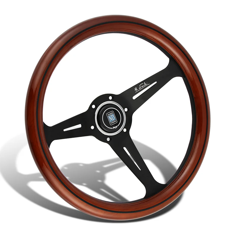 NEW NARDI CLASSIC 350MM STEERING WHEEL MAHOGANY WOOD with BLACK SPOKE R Style - Image 4