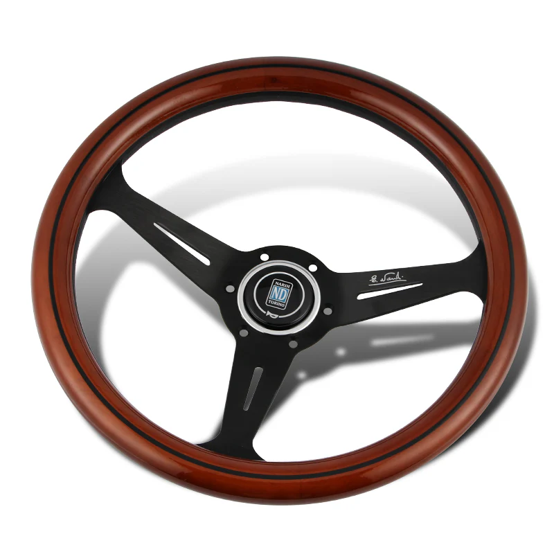 NEW NARDI CLASSIC 350MM STEERING WHEEL MAHOGANY WOOD with BLACK SPOKE R Style - Image 7