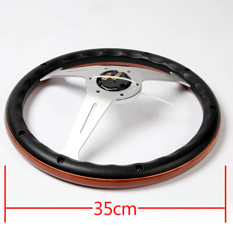 NEW NARDI CLASSIC 350MM STEERING WHEEL MAHOGANY WOOD with POLISHED SPOKE S Style - Image 2