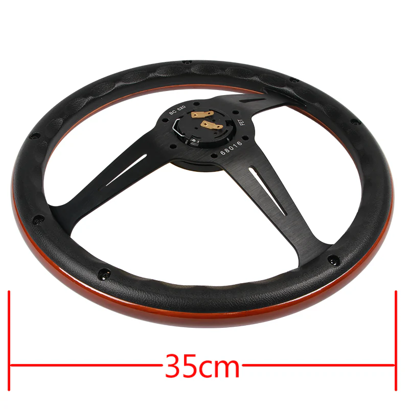NEW NARDI CLASSIC 350MM STEERING WHEEL MAHOGANY WOOD with BLACK SPOKE U Style - Image 2