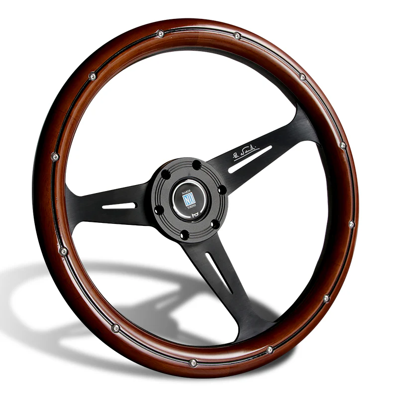 NEW NARDI CLASSIC 350MM STEERING WHEEL MAHOGANY WOOD with BLACK SPOKE U Style - Image 4