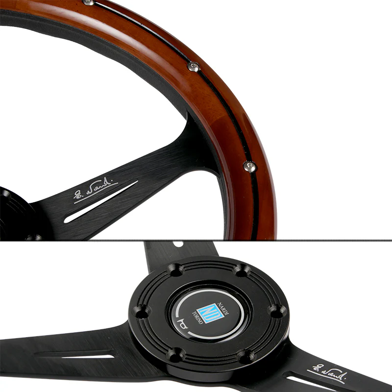 NEW NARDI CLASSIC 350MM STEERING WHEEL MAHOGANY WOOD with BLACK SPOKE U Style - Image 7