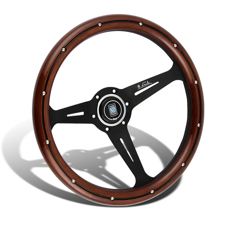 NEW NARDI CLASSIC 350MM STEERING WHEEL MAHOGANY WOOD with BLACK SPOKE V Style - Image 4