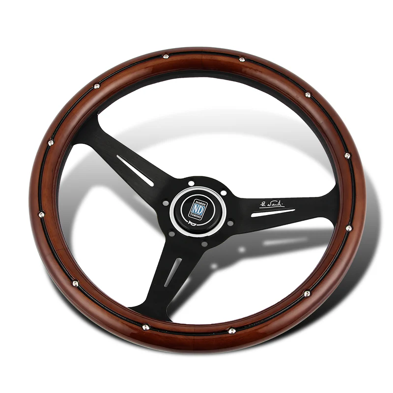 NEW NARDI CLASSIC 350MM STEERING WHEEL MAHOGANY WOOD with BLACK SPOKE V Style - Image 5