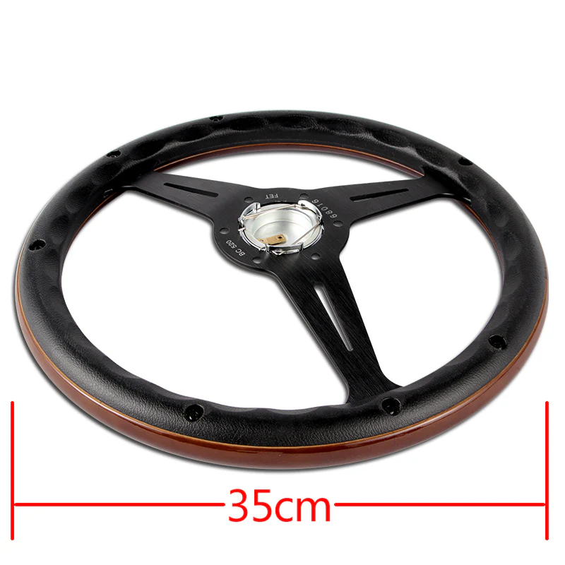 NEW NARDI CLASSIC 350MM STEERING WHEEL MAHOGANY WOOD with BLACK SPOKE Z Style - Image 2