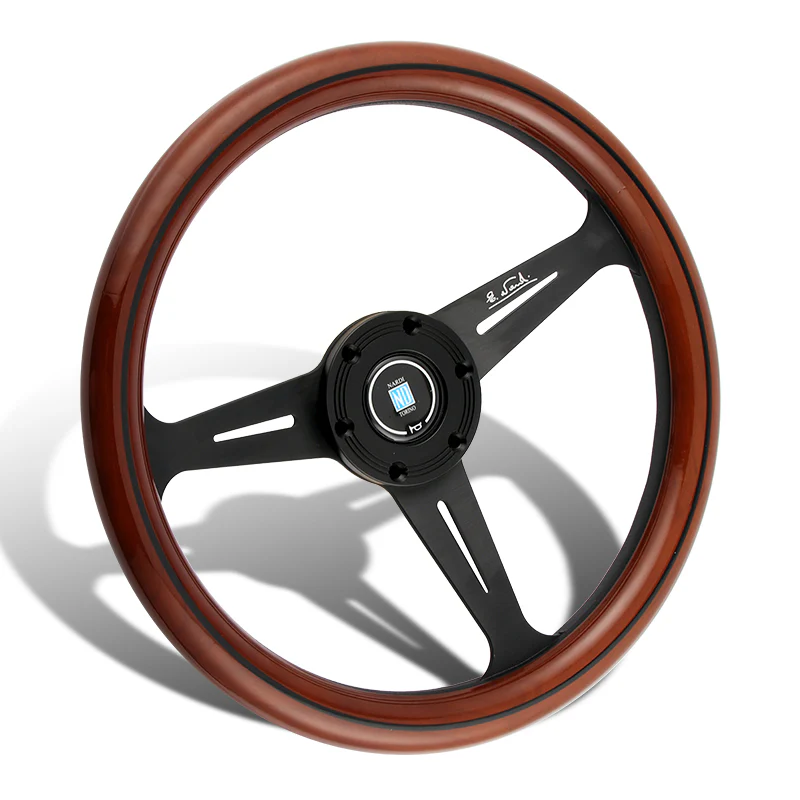NEW NARDI CLASSIC 350MM STEERING WHEEL MAHOGANY WOOD with BLACK SPOKE E Style - Image 5