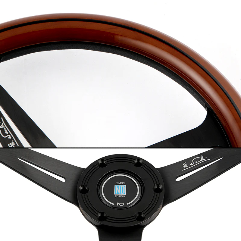 NEW NARDI CLASSIC 350MM STEERING WHEEL MAHOGANY WOOD with BLACK SPOKE E Style - Image 7