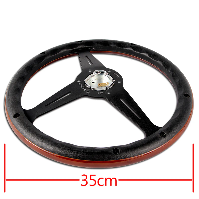 NEW NARDI CLASSIC 350MM STEERING WHEEL MAHOGANY WOOD with BLACK SPOKE F Style - Image 2