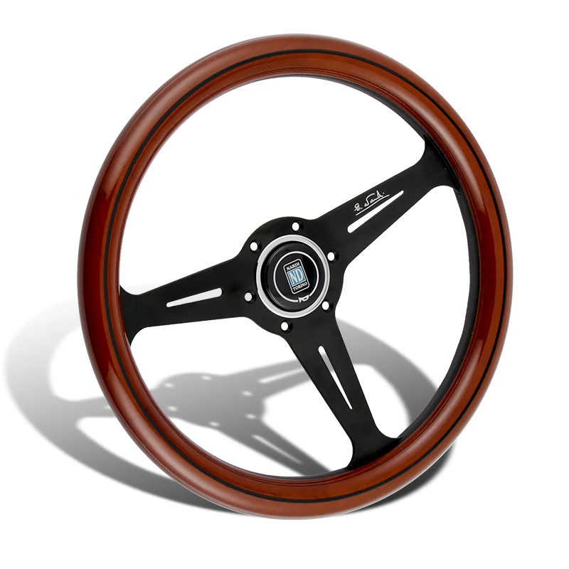 NEW NARDI CLASSIC 350MM STEERING WHEEL MAHOGANY WOOD with BLACK SPOKE F Style - Image 4