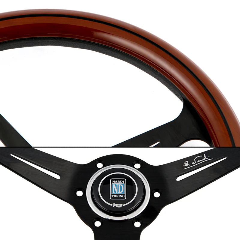 NEW NARDI CLASSIC 350MM STEERING WHEEL MAHOGANY WOOD with BLACK SPOKE F Style - Image 7